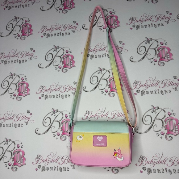 Loungefly Care Bears bag cross body pastel rainbow teddy bears hearts ombrΓ© - Picture 3 of 13